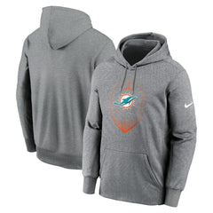 Miami Dolphins Icon Performance Pullover Hoodie Heather Gray | Nike for Sale