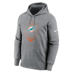 Miami Dolphins Icon Performance Pullover Hoodie Heather Gray | Nike for Sale
