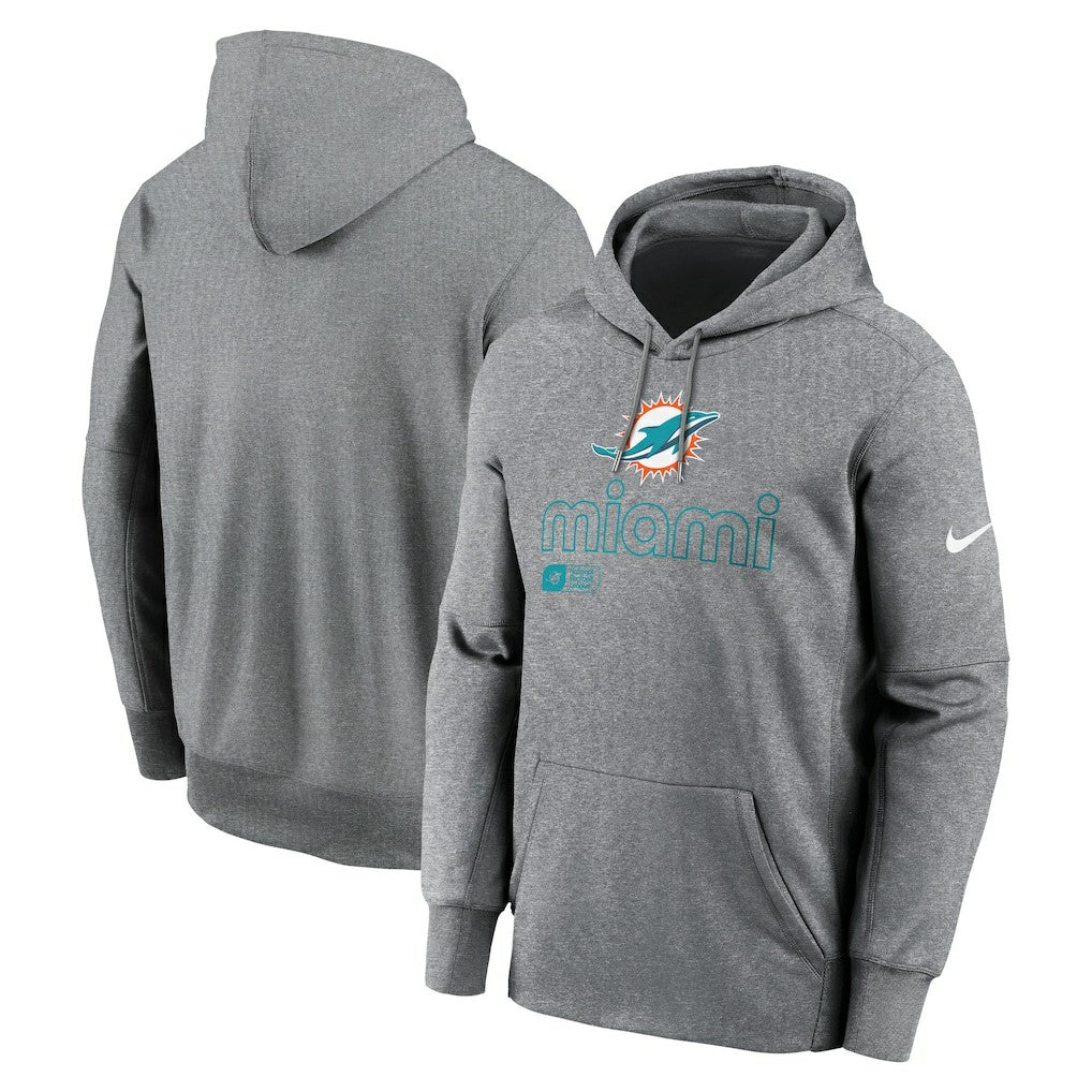 Miami Dolphins Performance Pullover Hoodie Heather Gray | Nike for Sale
