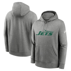 New York Jets Rewind Club Logo Pullover Hoodie Heather Gray | Nike for Sale