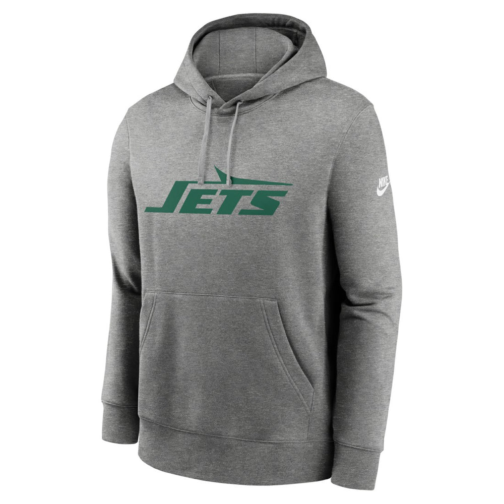 New York Jets Rewind Club Logo Pullover Hoodie Heather Gray | Nike for Sale