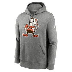 Cleveland Browns Rewind Club Logo Pullover Hoodie Heather Gray | Nike for Sale
