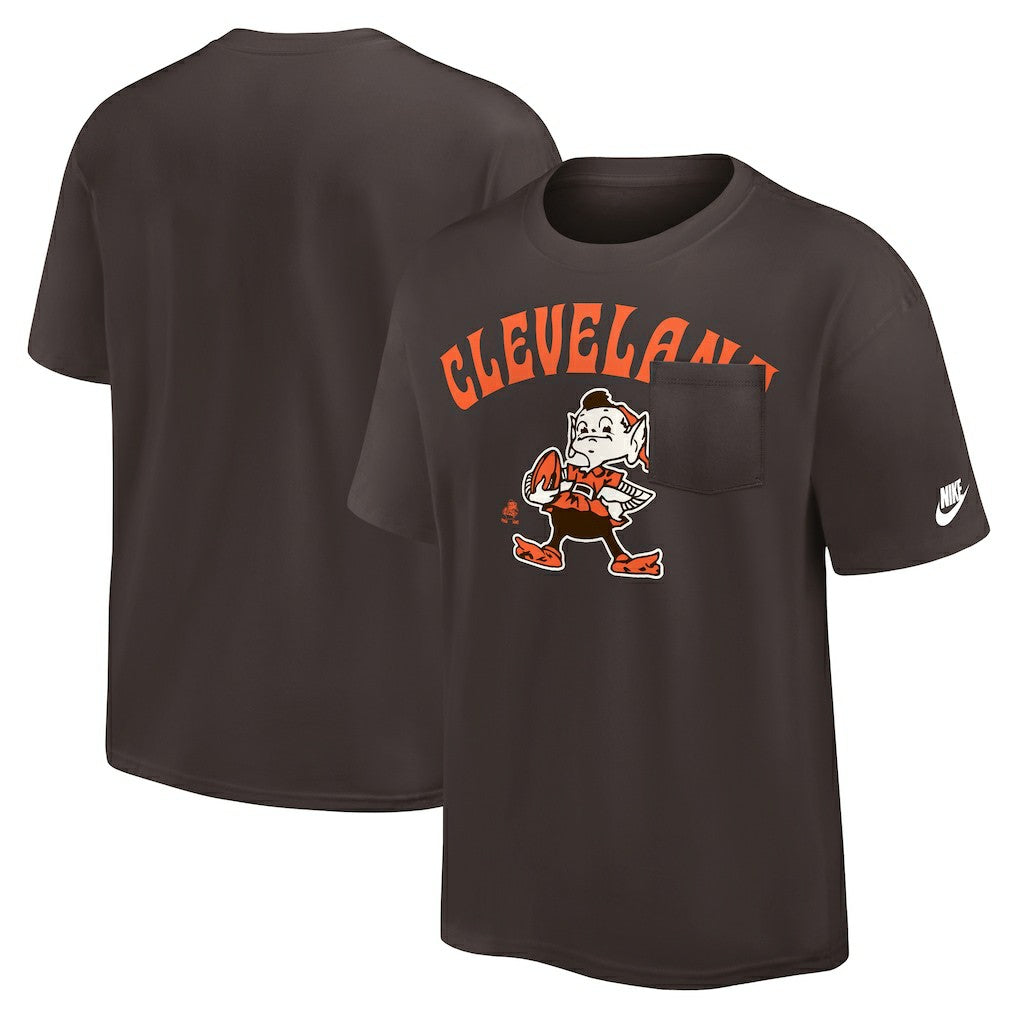 Cleveland Browns Rewind Heavy Max90 Pocket T-Shirt Brown | Nike for Sale