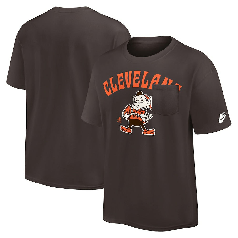 Cleveland Browns Rewind Heavy Max90 Pocket T-Shirt Brown | Nike for Sale
