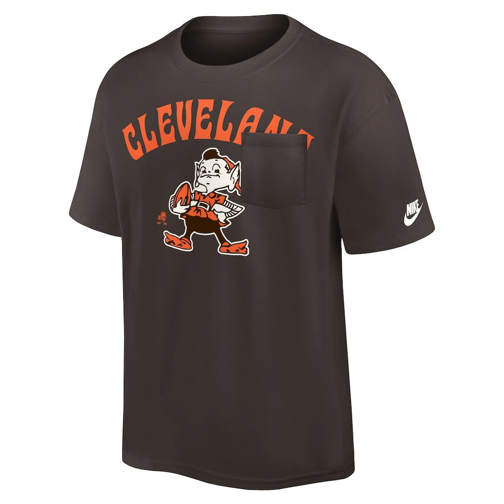 Cleveland Browns Rewind Heavy Max90 Pocket T-Shirt Brown | Nike for Sale