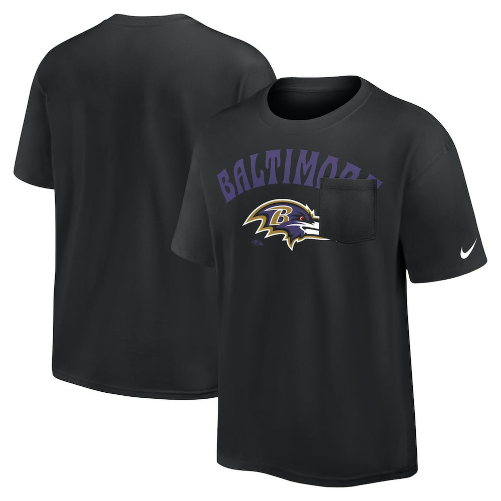 Baltimore Ravens Rewind Heavy Max90 Pocket T-Shirt Black | Nike for Sale