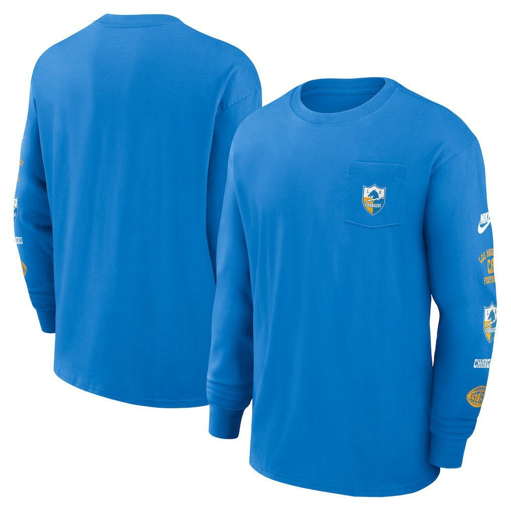 Los Angeles Chargers Rewind Heavy Max90 Pocket Long Sleeve T-Shirt Powder Blue | Nike for Sale