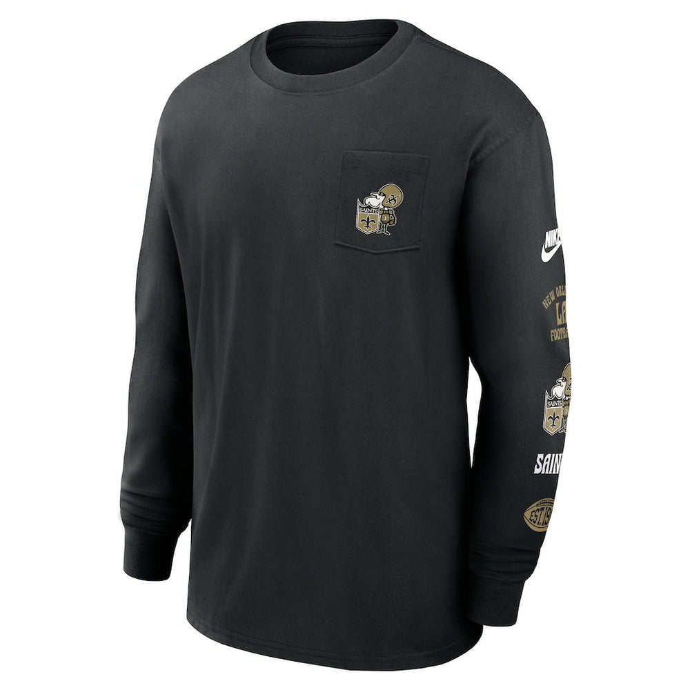 New Orleans Saints Rewind Heavy Max90 Pocket Long Sleeve T-Shirt Black | Nike for Sale