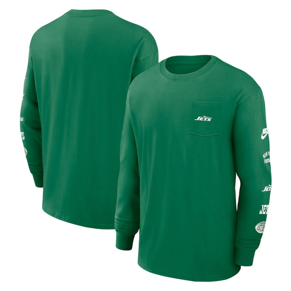 New York Jets Rewind Heavy Max90 Pocket Long Sleeve T-Shirt Green | Nike for Sale