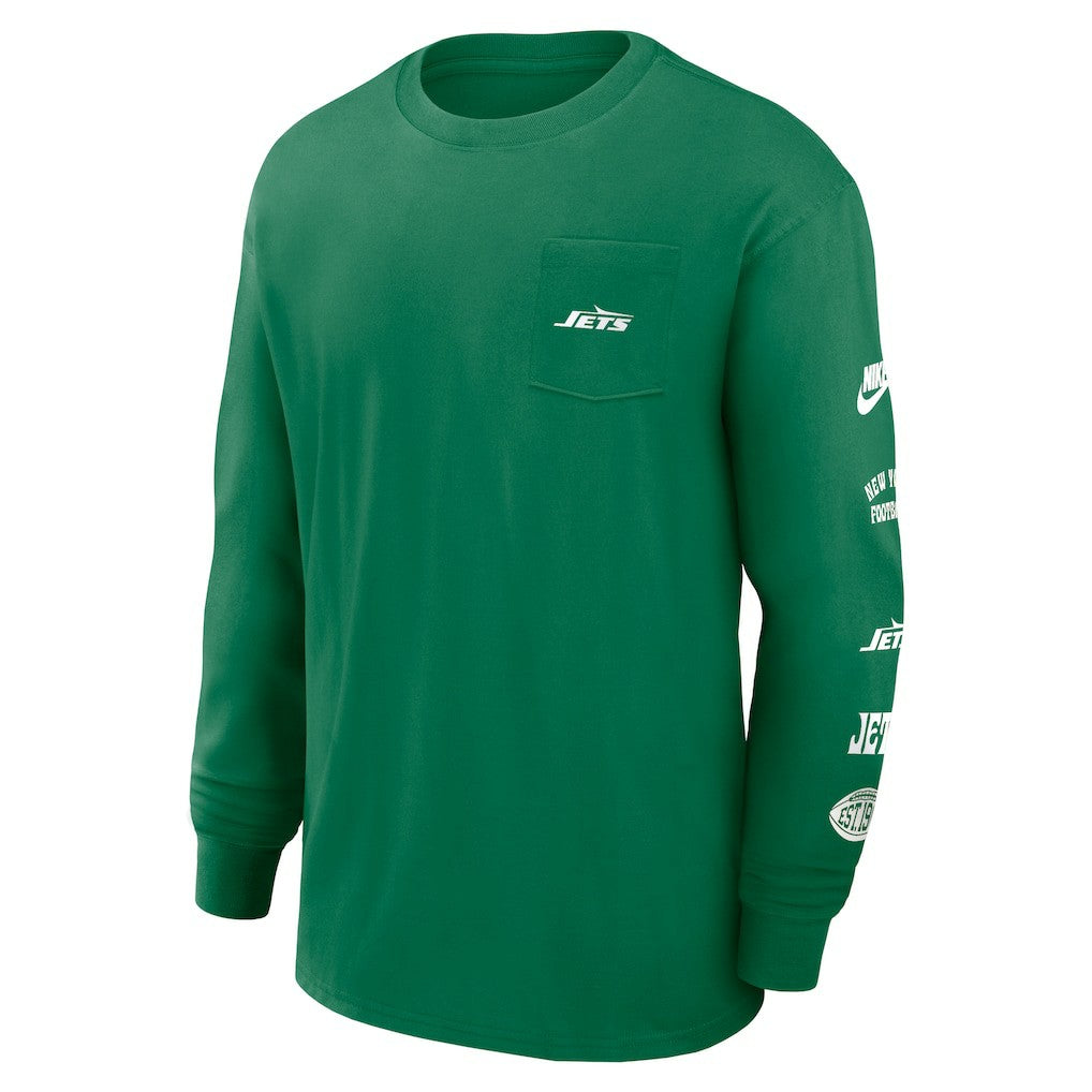 New York Jets Rewind Heavy Max90 Pocket Long Sleeve T-Shirt Green | Nike for Sale