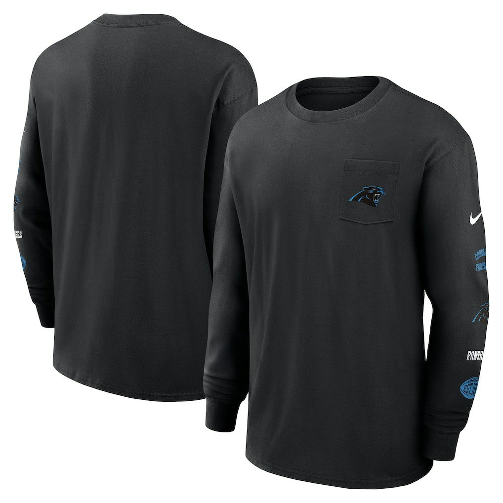 Carolina Panthers Rewind Heavy Max90 Pocket Long Sleeve T-Shirt Black | Nike for Sale