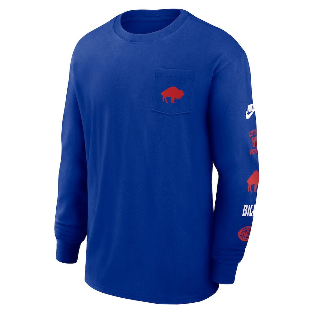 Buffalo Bills Rewind Heavy Max90 Pocket Long Sleeve T-Shirt Royal | Nike for Sale