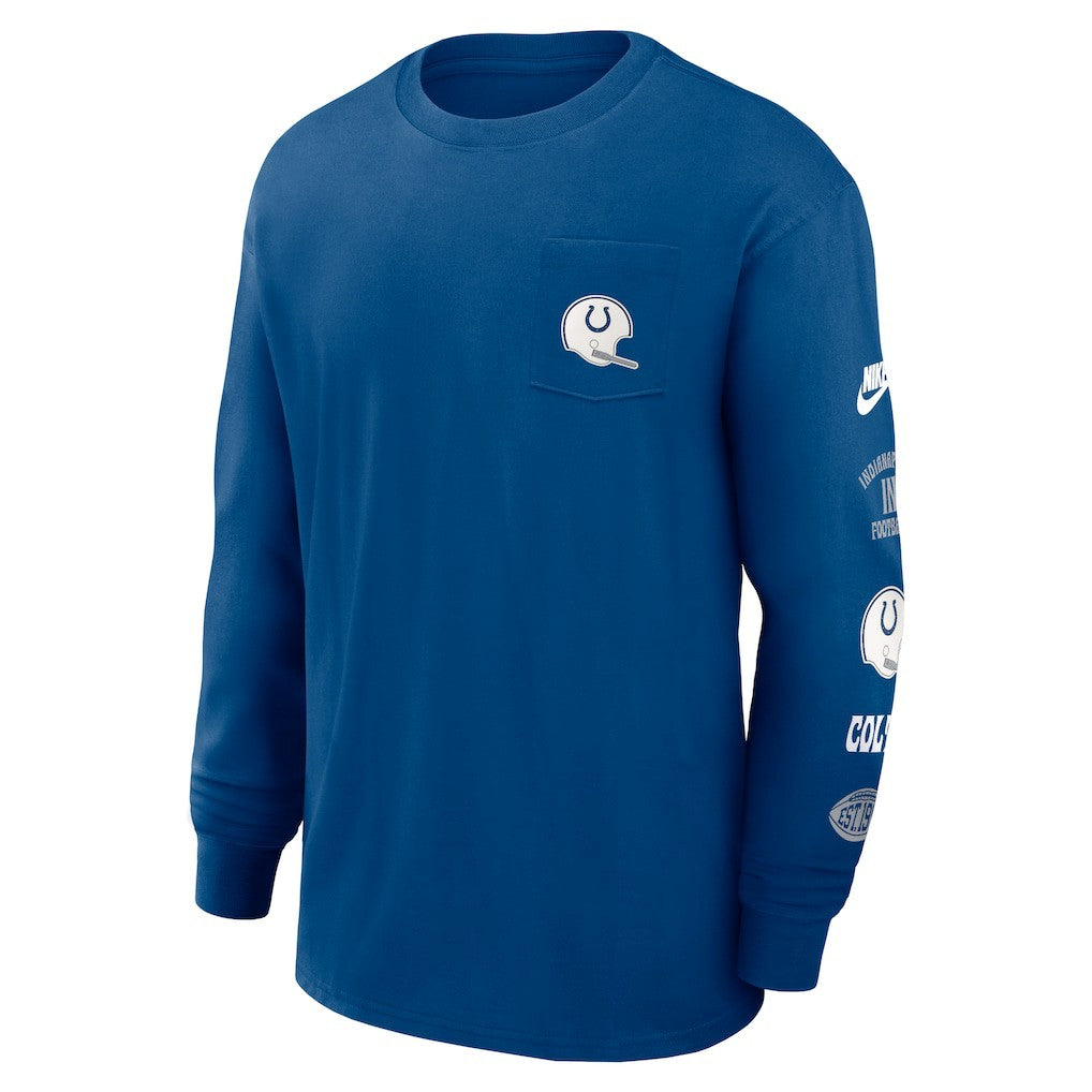 Indianapolis Colts Rewind Heavy Max90 Pocket Long Sleeve T-Shirt Royal | Nike for Sale
