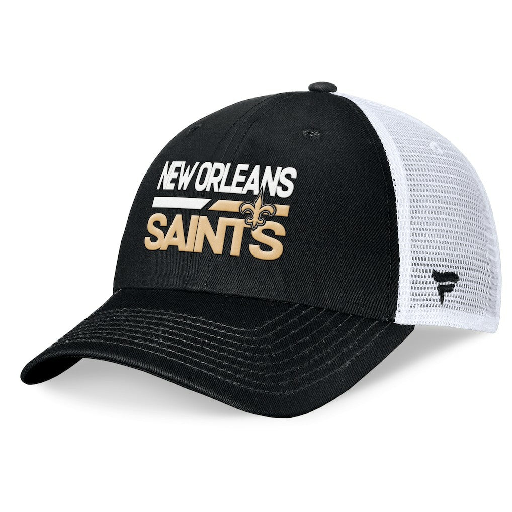 New Orleans Saints Upper Trucker Adjustable Hat Black/White | Fanatics