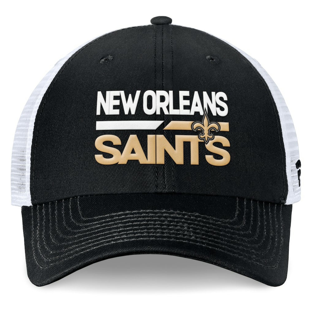 New Orleans Saints Upper Trucker Adjustable Hat Black/White | Fanatics