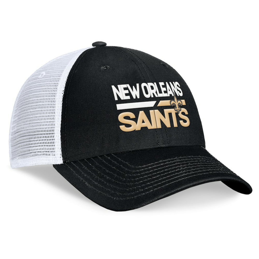 New Orleans Saints Upper Trucker Adjustable Hat Black/White | Fanatics