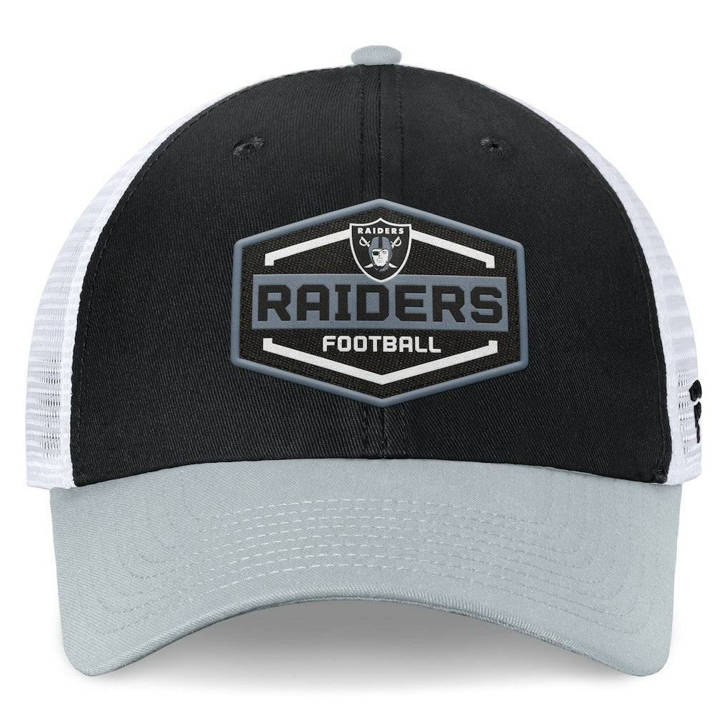 Las Vegas Raiders Bench Trucker Adjustable Hat Black/Silver | Fanatics