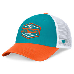 Miami Dolphins Bench Trucker Adjustable Hat Aqua/Orange | Fanatics