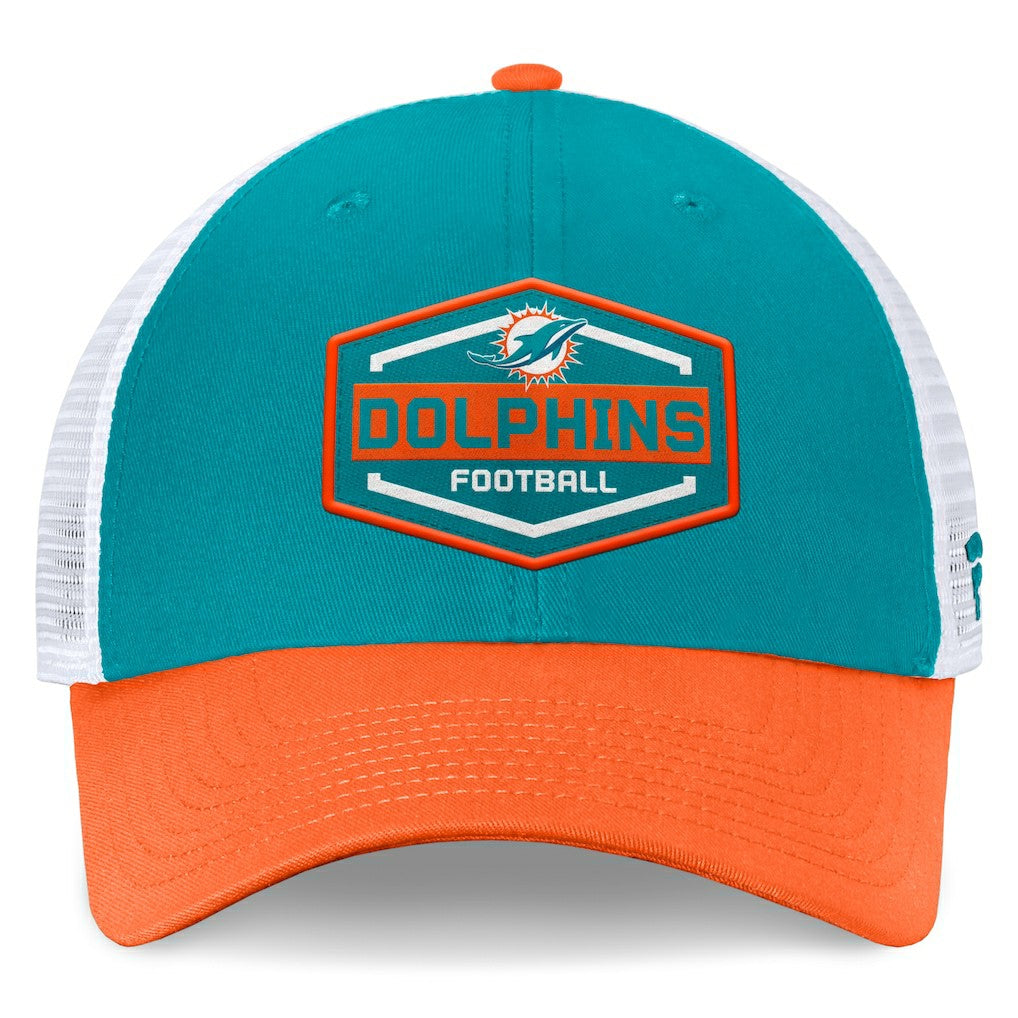 Miami Dolphins Bench Trucker Adjustable Hat Aqua/Orange | Fanatics