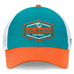 Miami Dolphins Bench Trucker Adjustable Hat Aqua/Orange | Fanatics