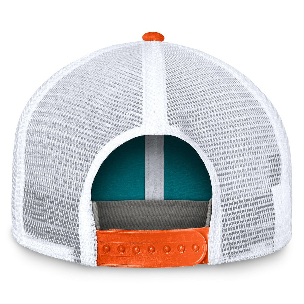 Miami Dolphins Bench Trucker Adjustable Hat Aqua/Orange | Fanatics