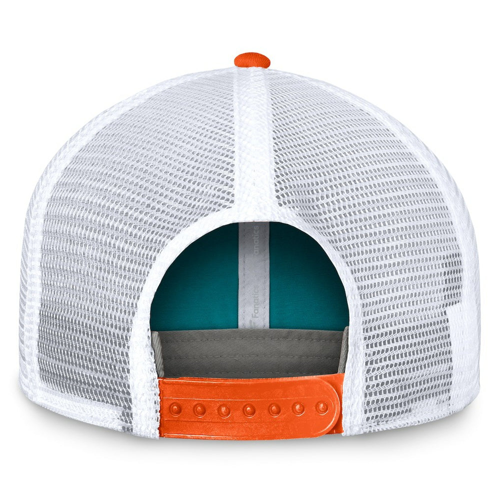 Miami Dolphins Bench Trucker Adjustable Hat Aqua/Orange | Fanatics