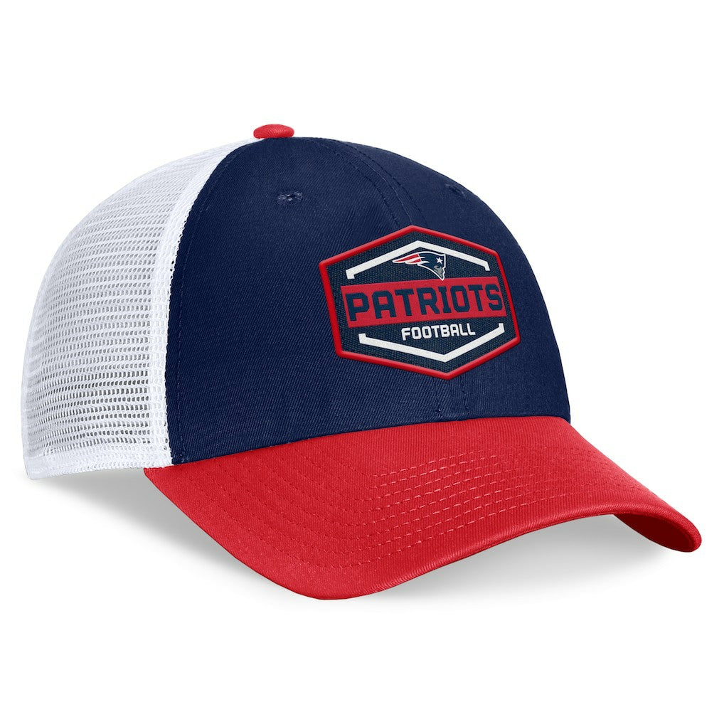 New England Patriots Bench Trucker Adjustable Hat Navy/Red | Fanatics