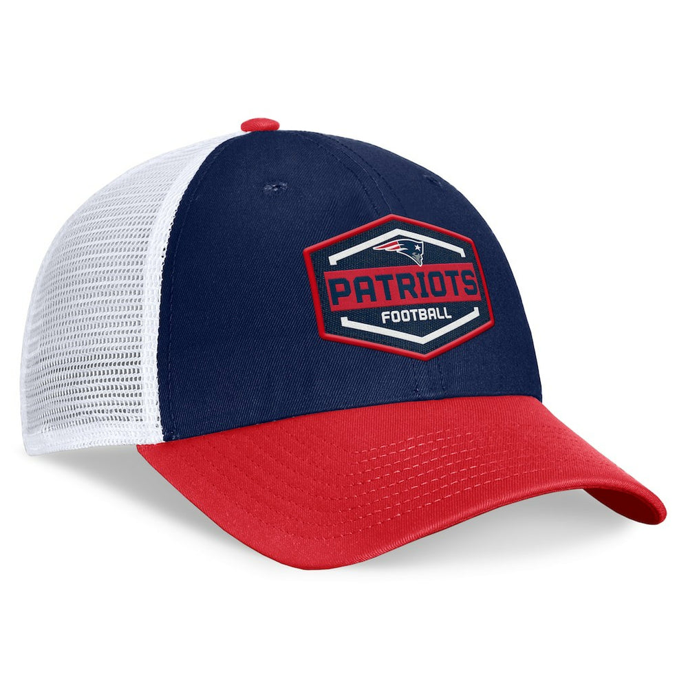 New England Patriots Bench Trucker Adjustable Hat Navy/Red | Fanatics