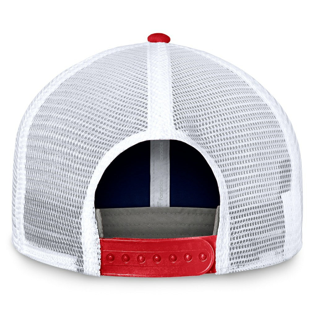 New England Patriots Bench Trucker Adjustable Hat Navy/Red | Fanatics