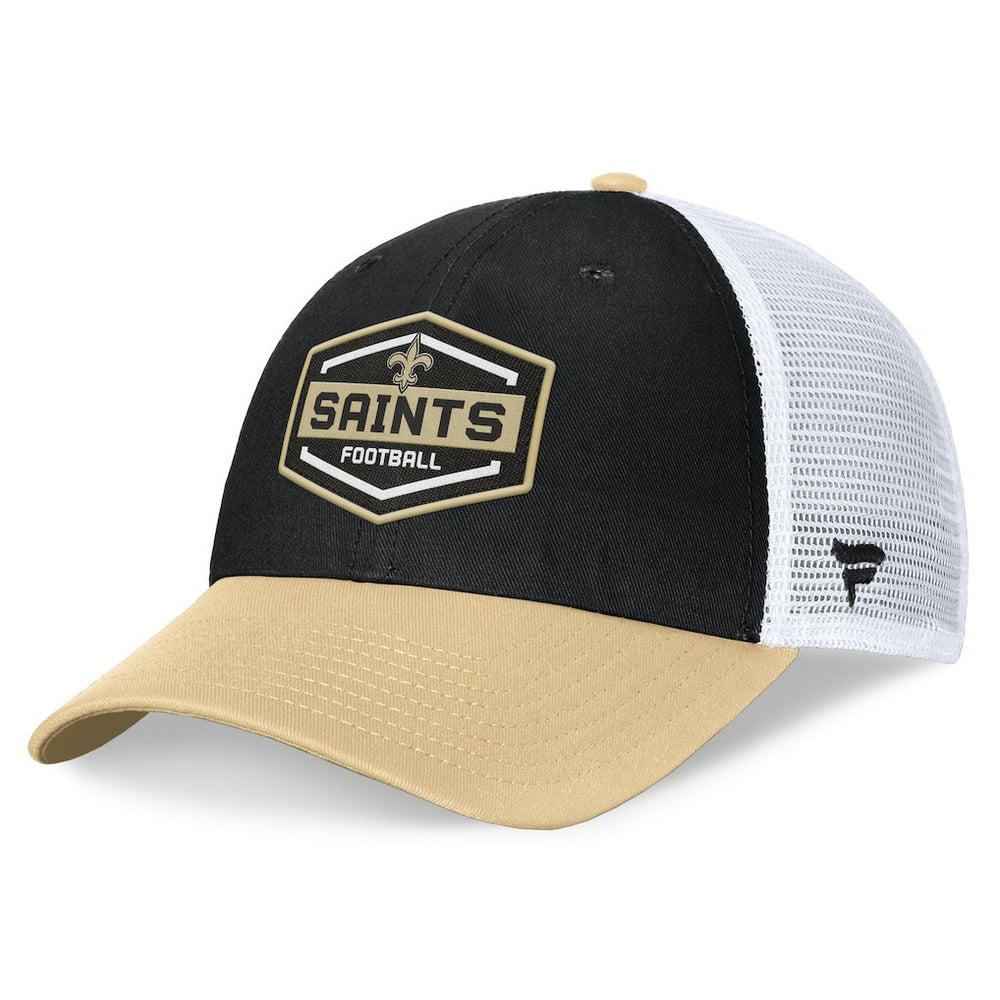 New Orleans Saints Bench Trucker Adjustable Hat Black/Gold | Fanatics