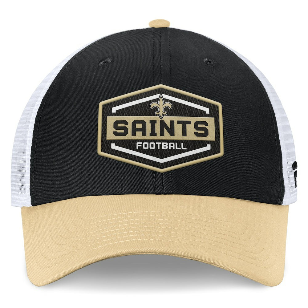 New Orleans Saints Bench Trucker Adjustable Hat Black/Gold | Fanatics