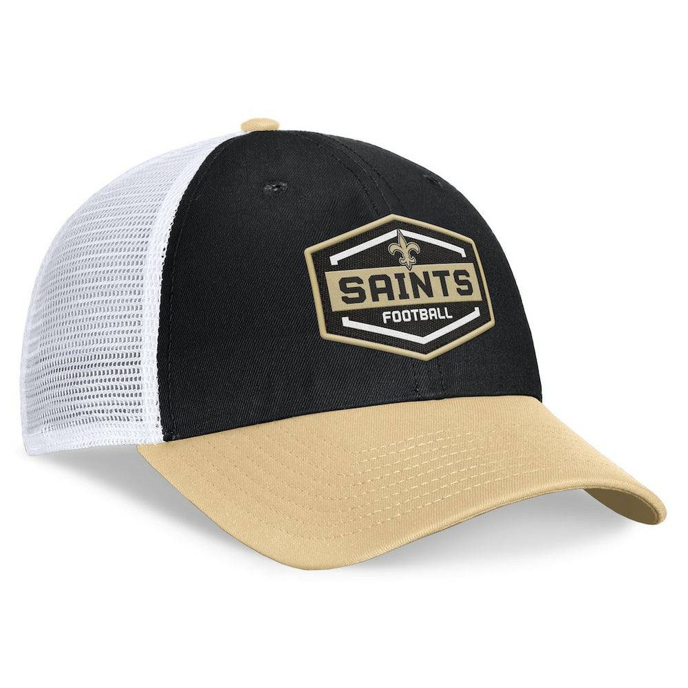New Orleans Saints Bench Trucker Adjustable Hat Black/Gold | Fanatics