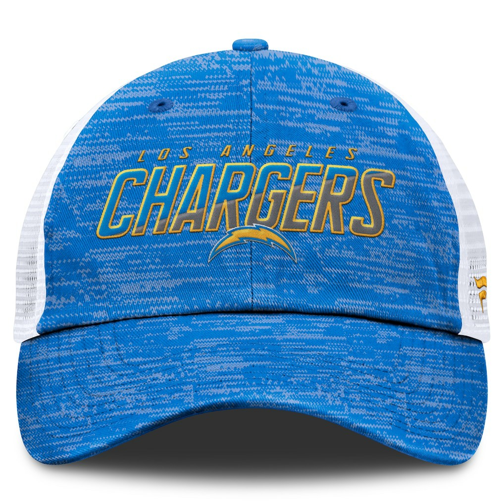 Los Angeles Chargers Challenge Trucker Adjustable Hat Heather Powder Blue | Fanatics