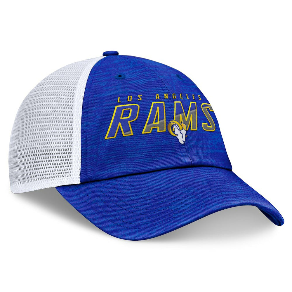 Los Angeles Rams Challenge Trucker Adjustable Hat Heather Royal | Fanatics