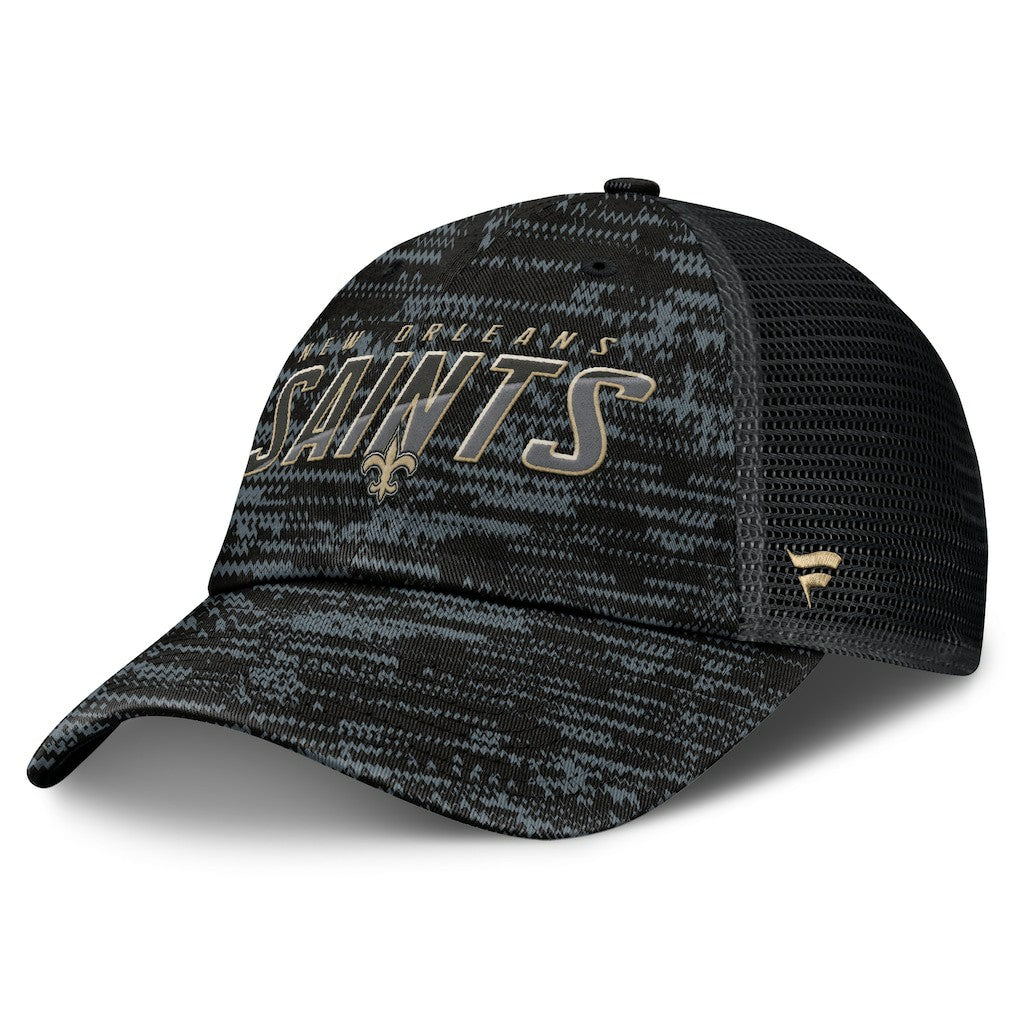New Orleans Saints Challenge Trucker Adjustable Hat Heather Black | Fanatics