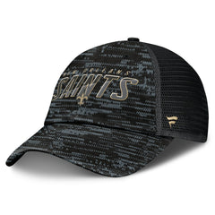 New Orleans Saints Challenge Trucker Adjustable Hat Heather Black | Fanatics