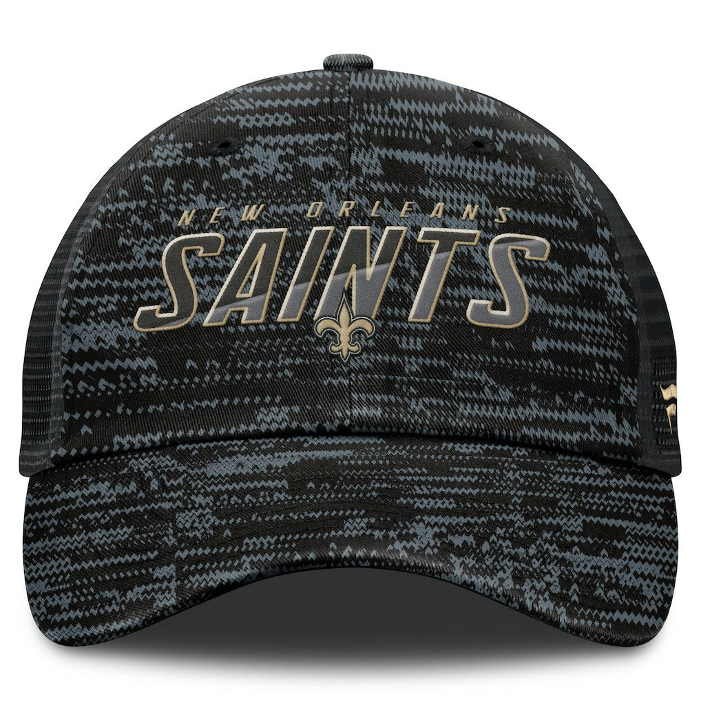 New Orleans Saints Challenge Trucker Adjustable Hat Heather Black | Fanatics
