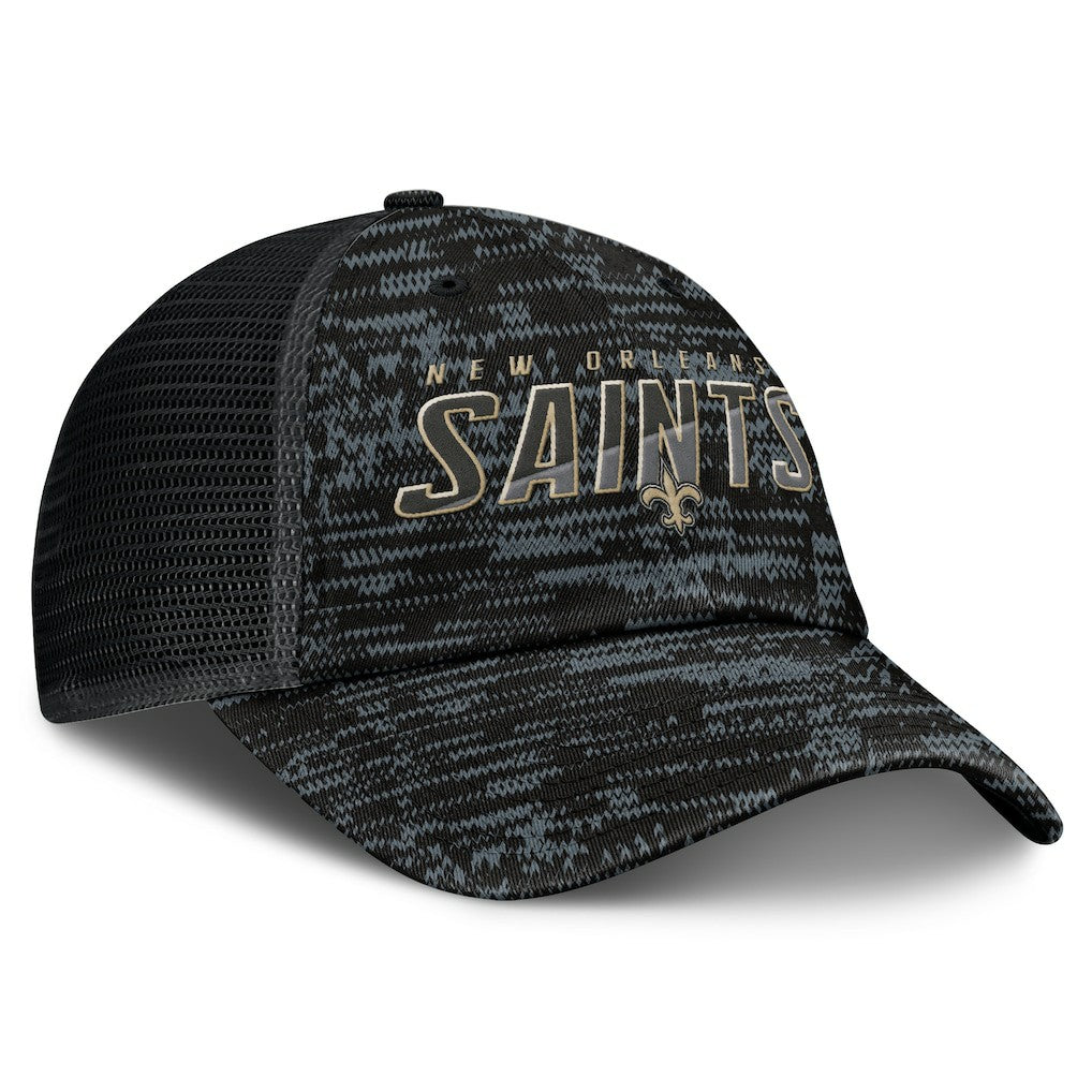 New Orleans Saints Challenge Trucker Adjustable Hat Heather Black | Fanatics
