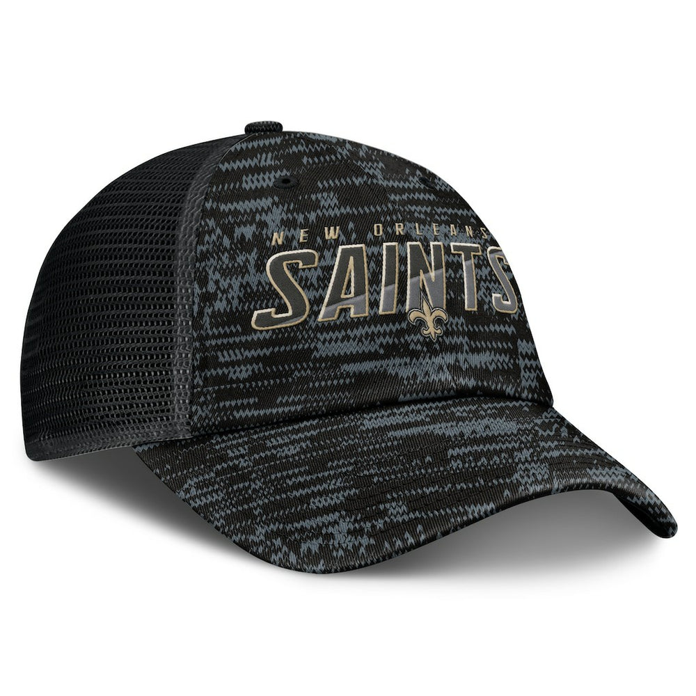 New Orleans Saints Challenge Trucker Adjustable Hat Heather Black | Fanatics