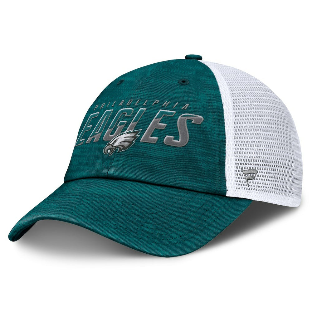Philadelphia Eagles Challenge Trucker Adjustable Hat Heather Midnight Green | Fanatics
