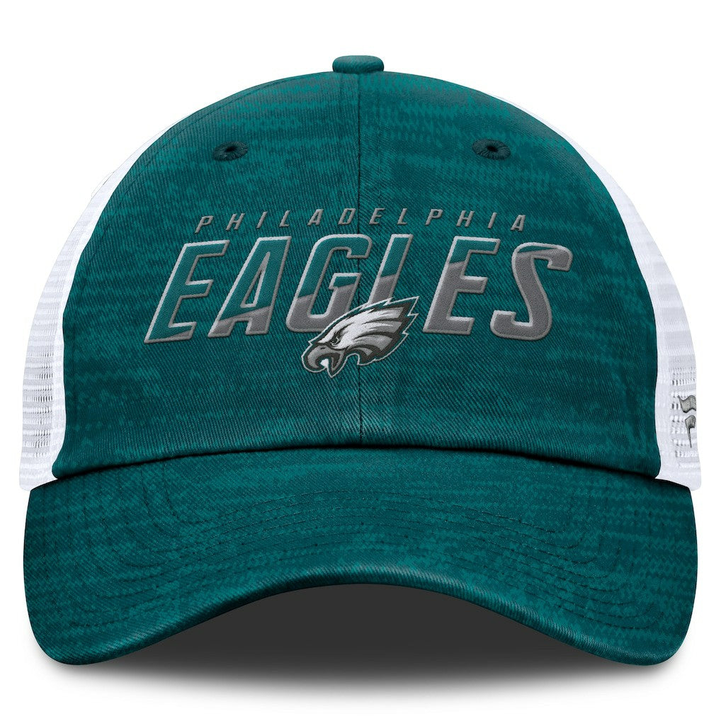 Philadelphia Eagles Challenge Trucker Adjustable Hat Heather Midnight Green | Fanatics