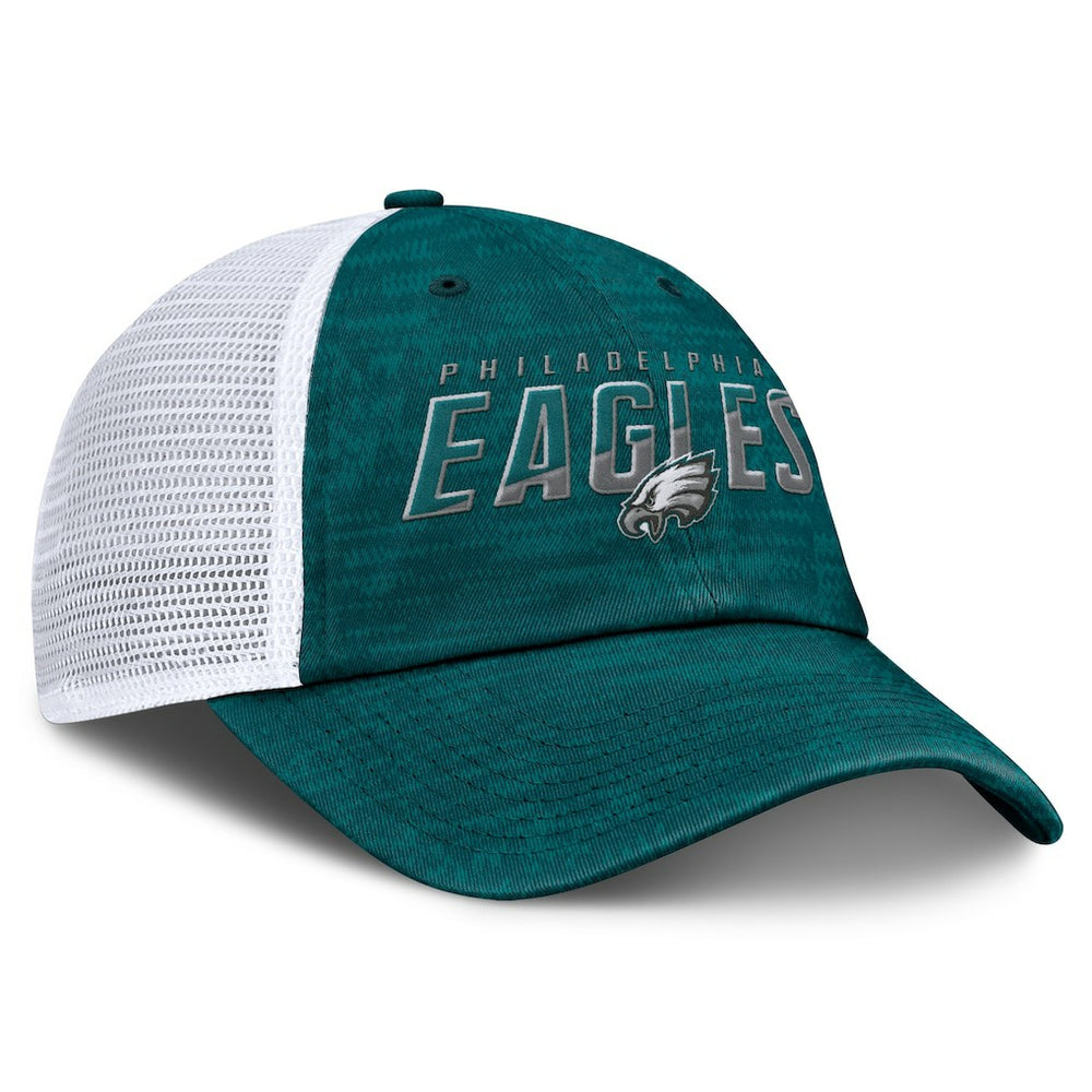 Philadelphia Eagles Challenge Trucker Adjustable Hat Heather Midnight Green | Fanatics