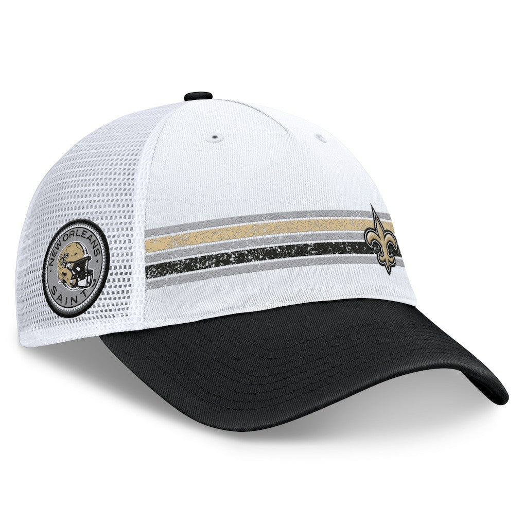 New Orleans Saints Flawless Stripe Adjustable Hat White/Black | Fanatics