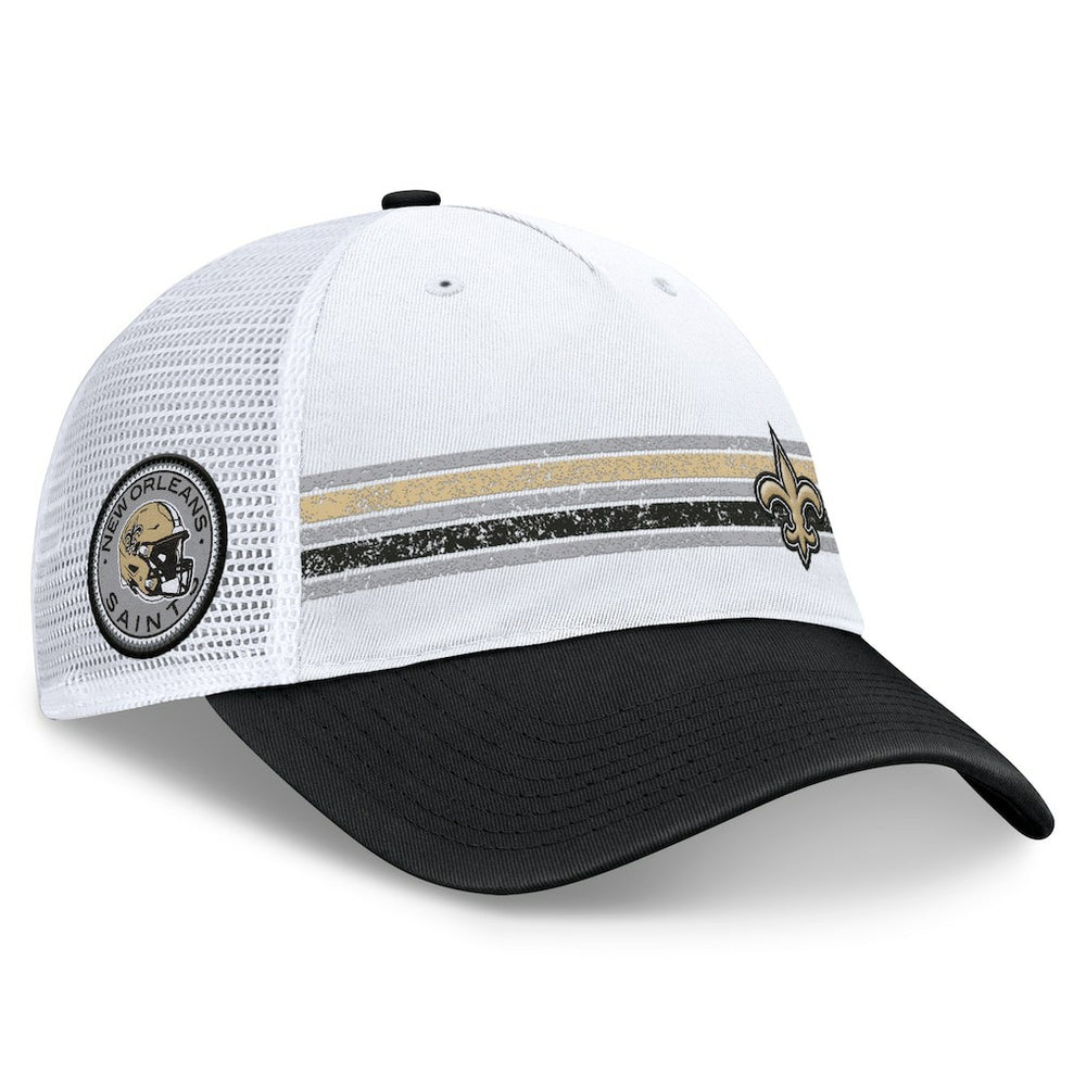 New Orleans Saints Flawless Stripe Adjustable Hat White/Black | Fanatics