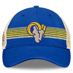 Los Angeles Rams Center Stripe Trucker Adjustable Hat Royal/Natural | Fanatics