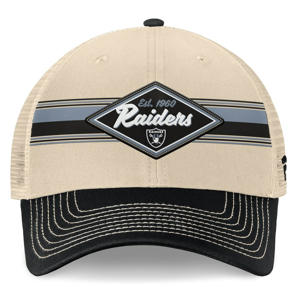 Las Vegas Raiders Diamond Stripe Trucker Adjustable Hat Natural/Black | Fanatics