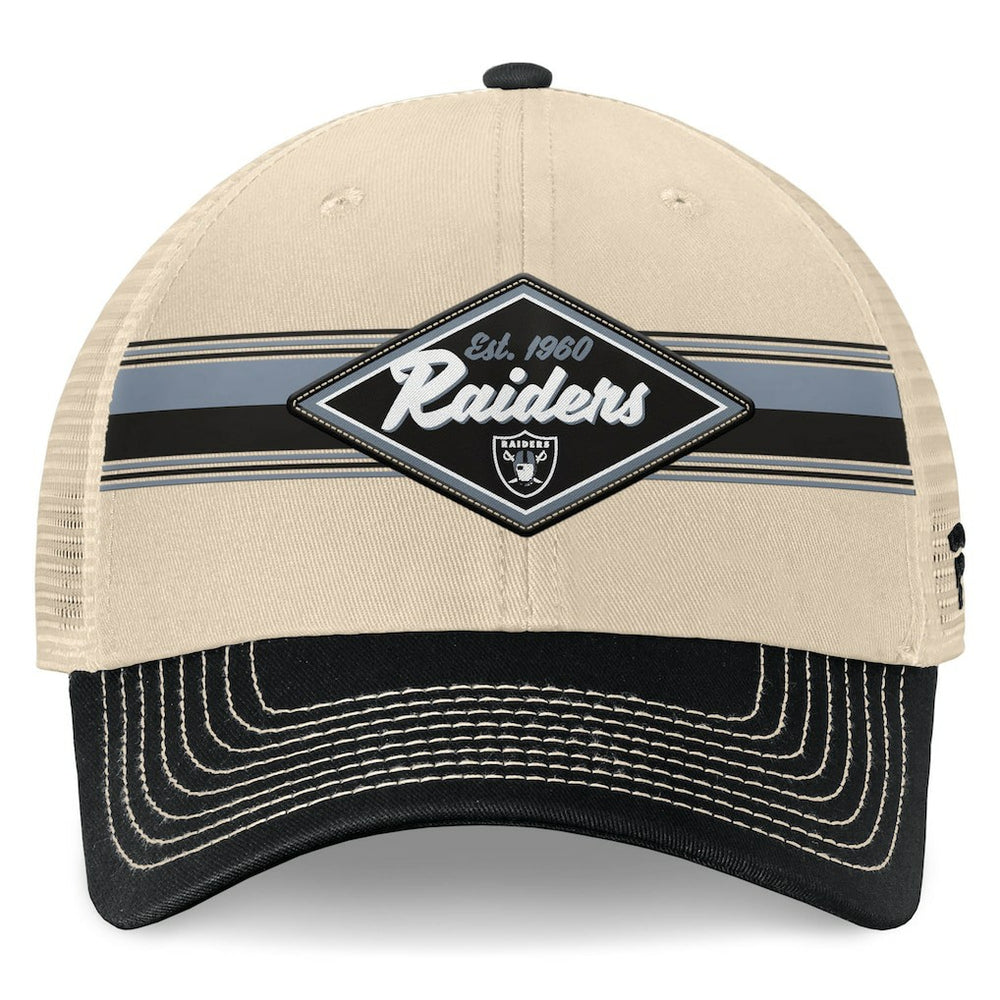 Las Vegas Raiders Diamond Stripe Trucker Adjustable Hat Natural/Black | Fanatics