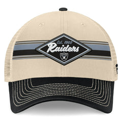 Las Vegas Raiders Diamond Stripe Trucker Adjustable Hat Natural/Black | Fanatics