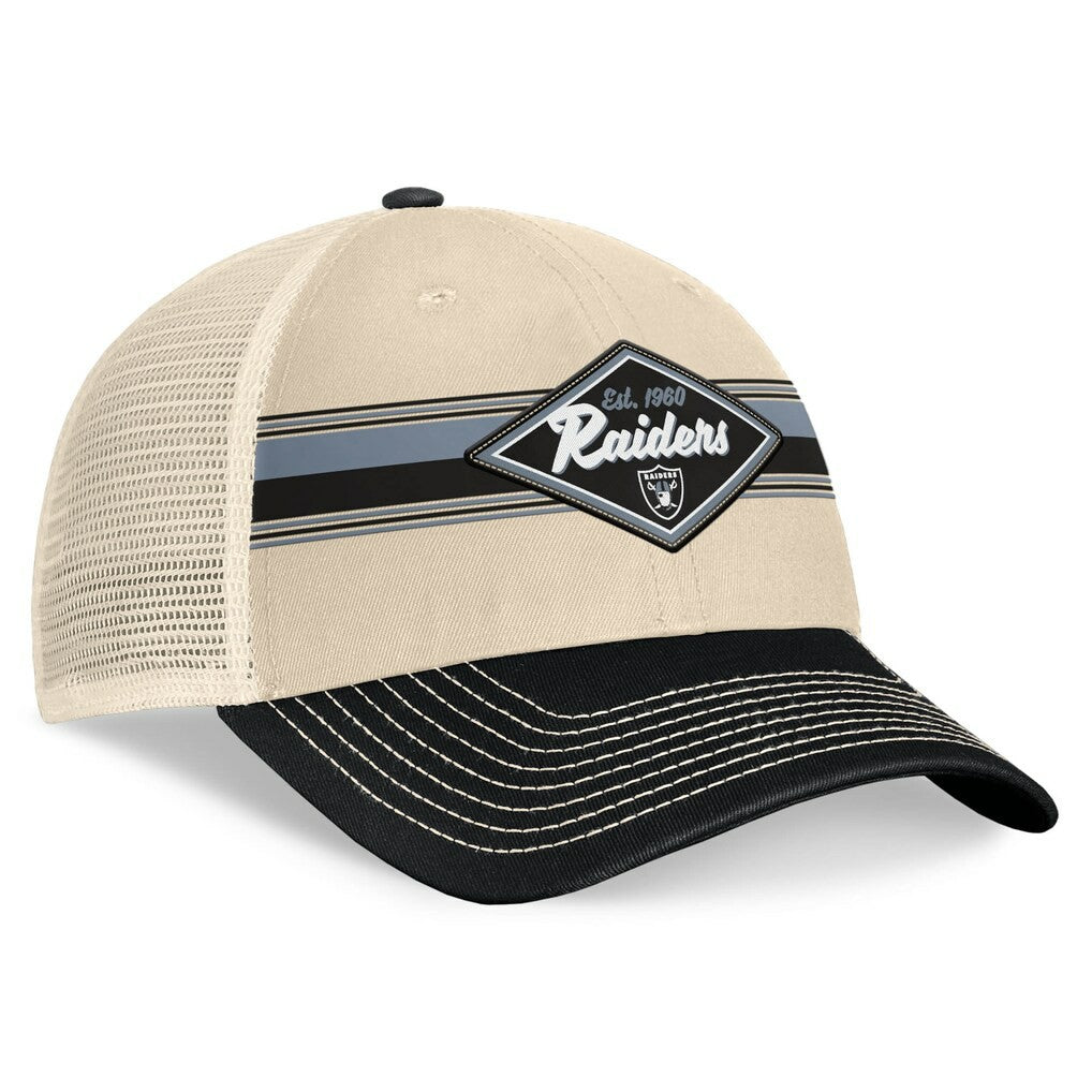 Las Vegas Raiders Diamond Stripe Trucker Adjustable Hat Natural/Black | Fanatics