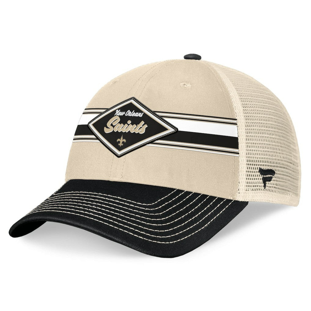 New Orleans Saints Diamond Stripe Trucker Adjustable Hat Natural/Black | Fanatics